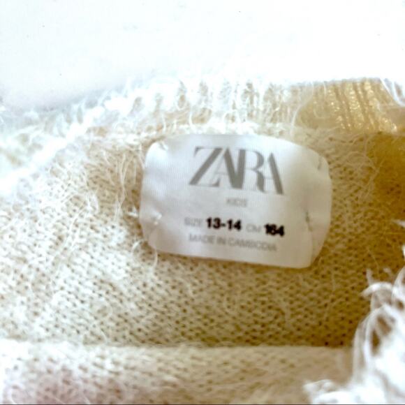 Zara girls white ecru fluffy eyelash sweater size 13-14 - Picture 2 of 4